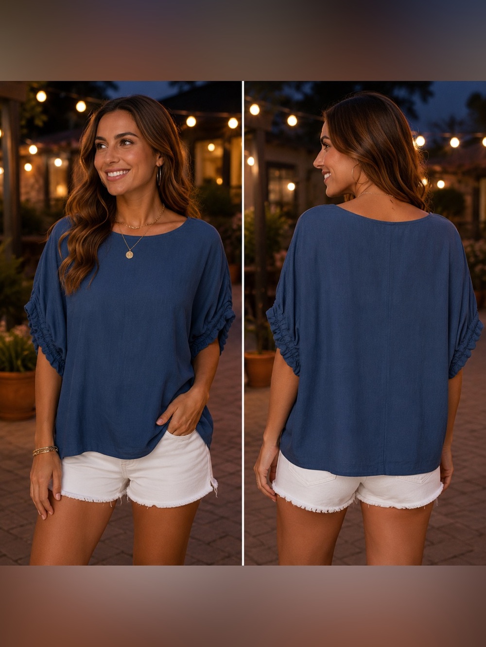 🆕 Dolman Sleeve Ruched Blouse 100% Rayon Relaxed Boho Top S-XL - Picture 1 of 3